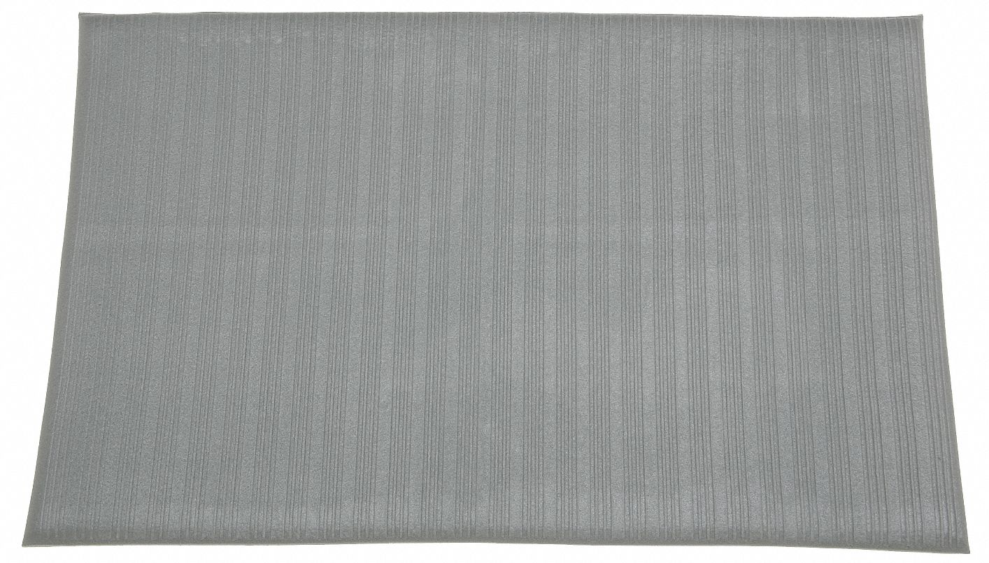 Anti-Fatigue Mat, Vinyl, 3 x 5 Ft, Gray