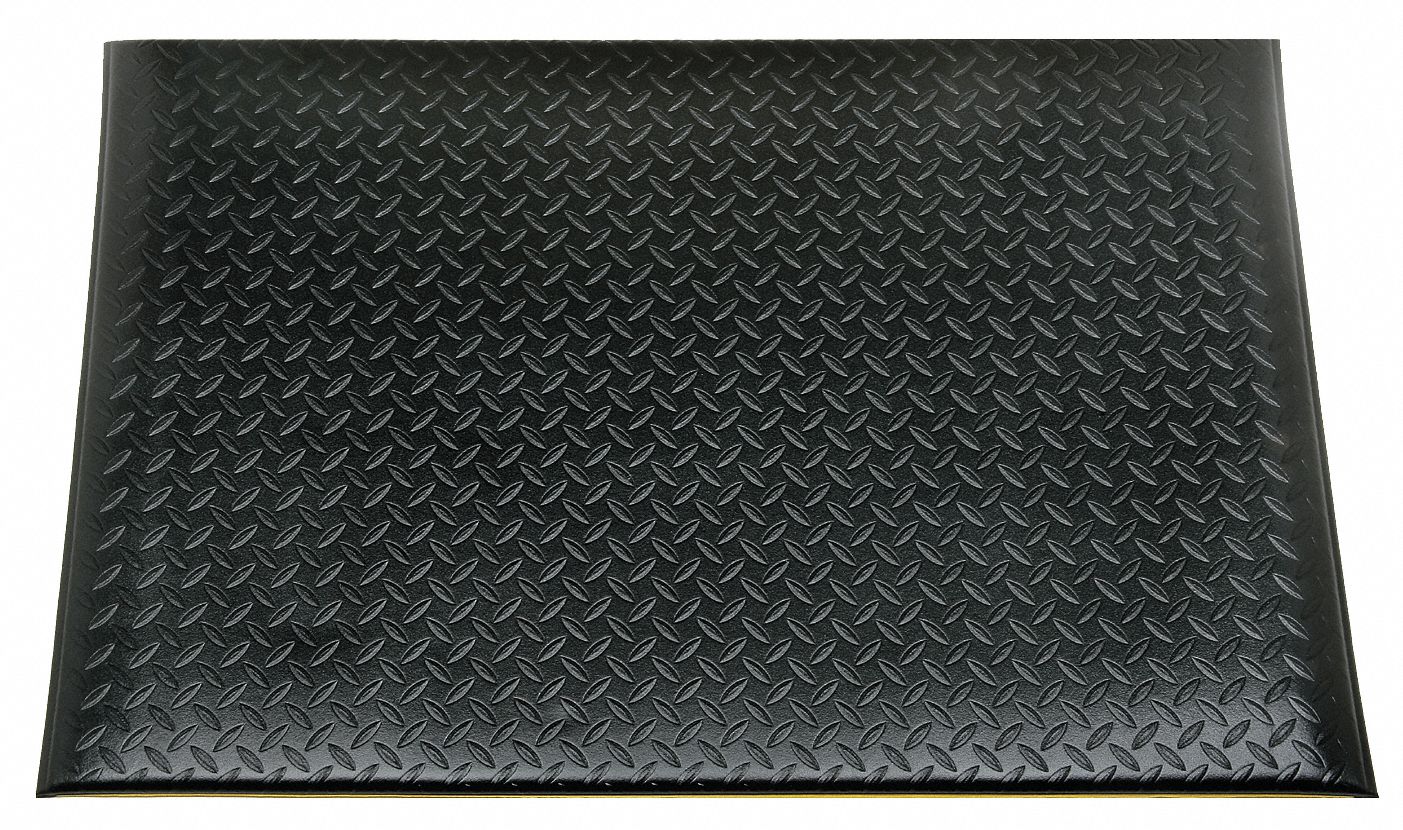 Anti-Fatigue Mat, Vinyl, 3x5Ft, Black
