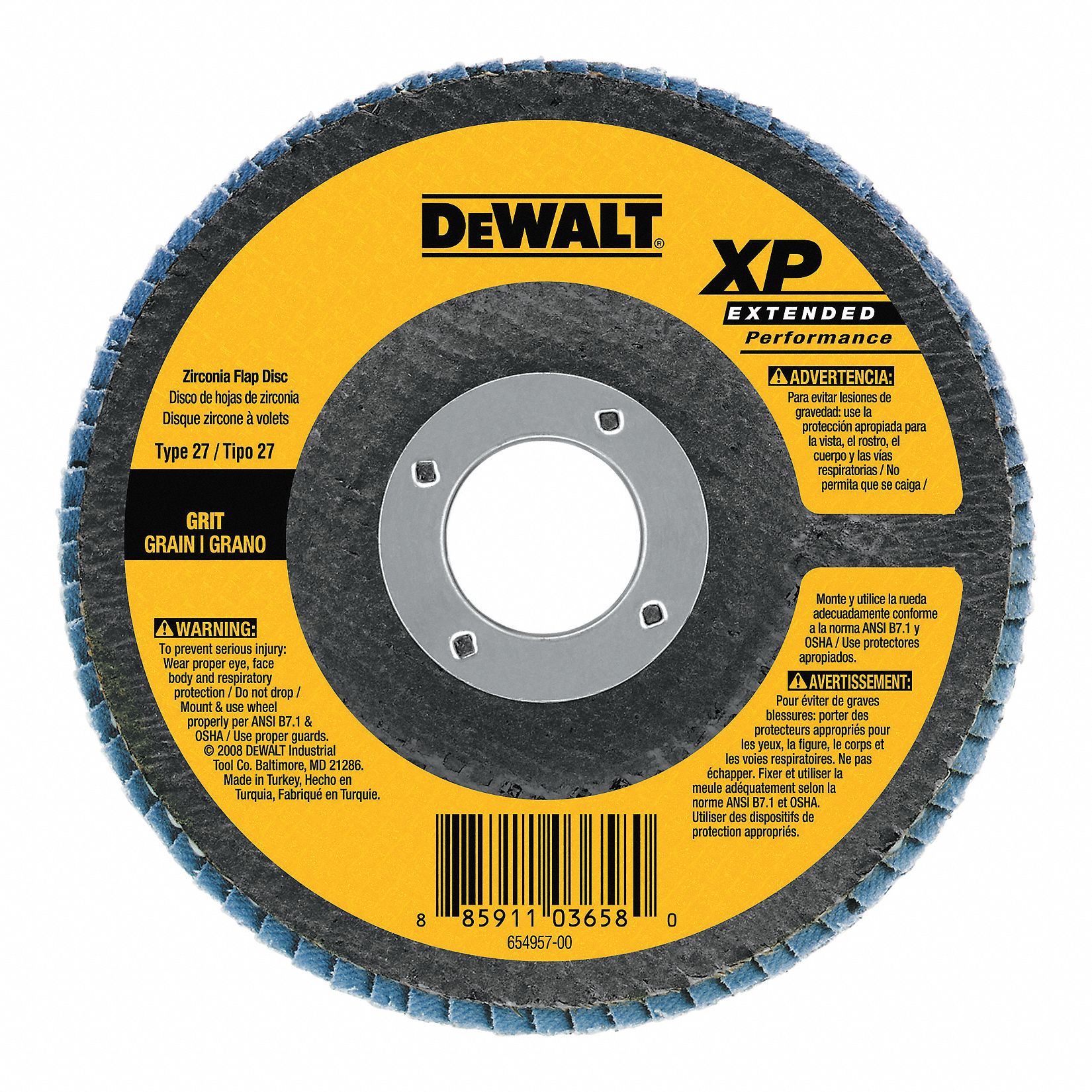 Flap Disc, 4.5 In, 5/8-11 AH, 60G, T27, ZA