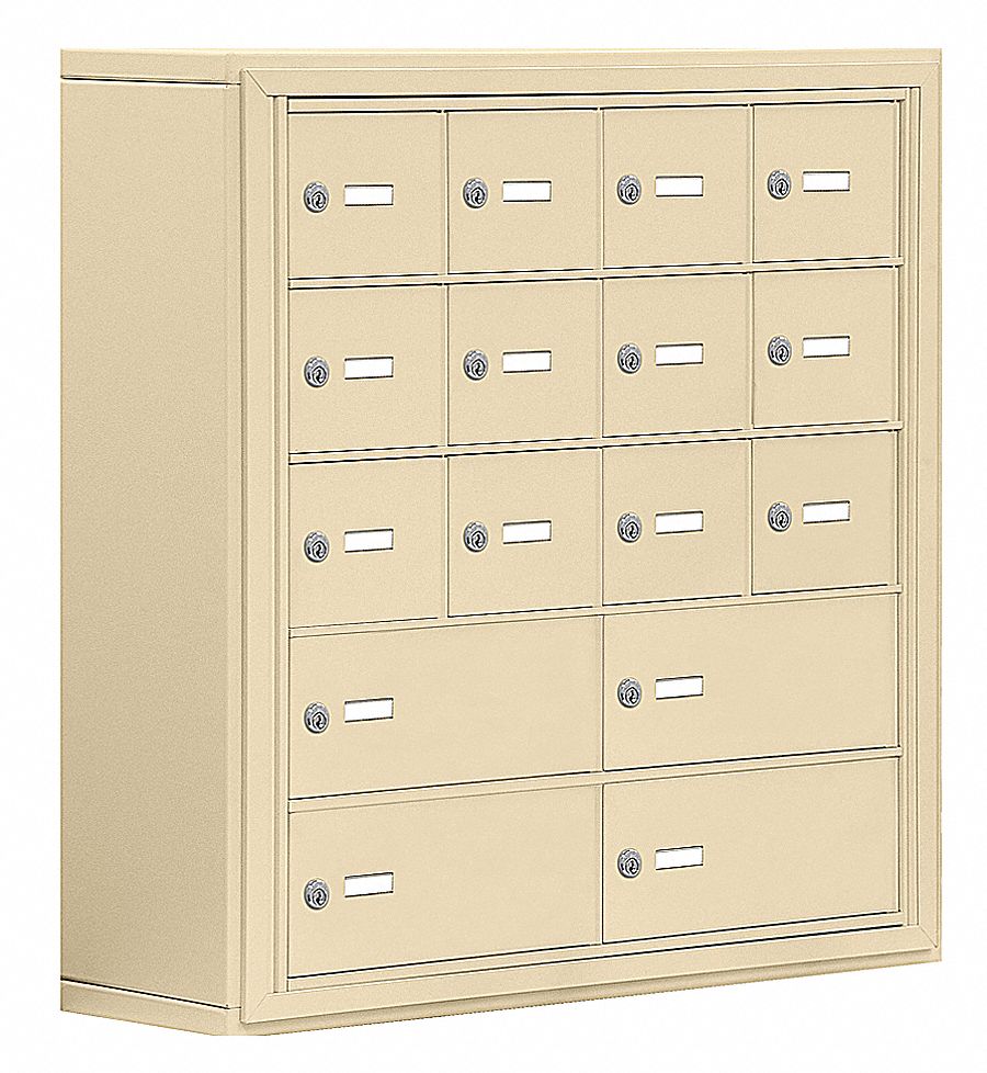 Cell Phone Locker, 4 Wide, Sand, w/Key