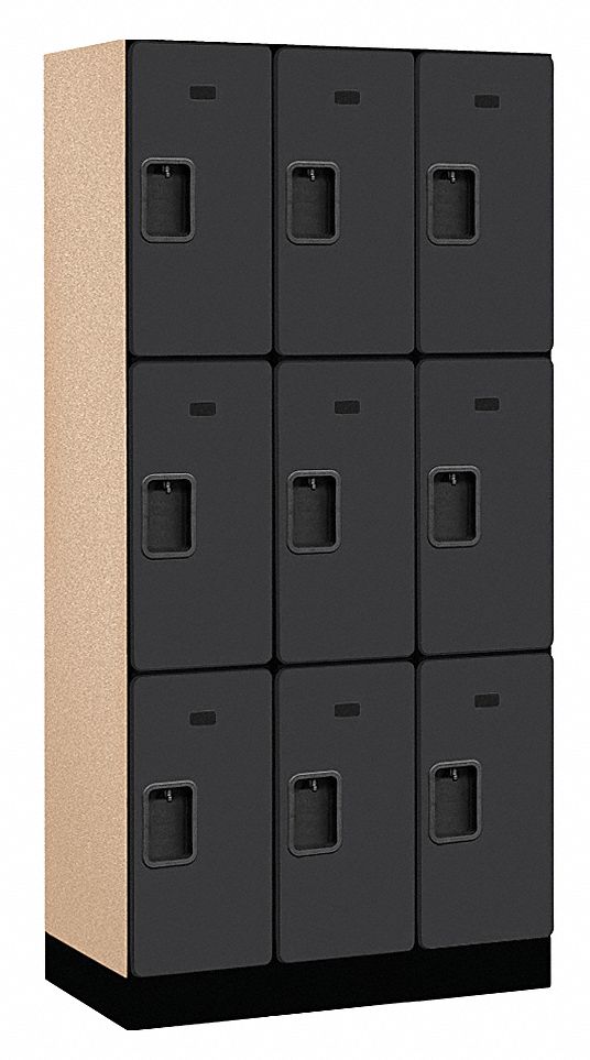 Assembled Locker, 3 Tier, 36x18x76, Black