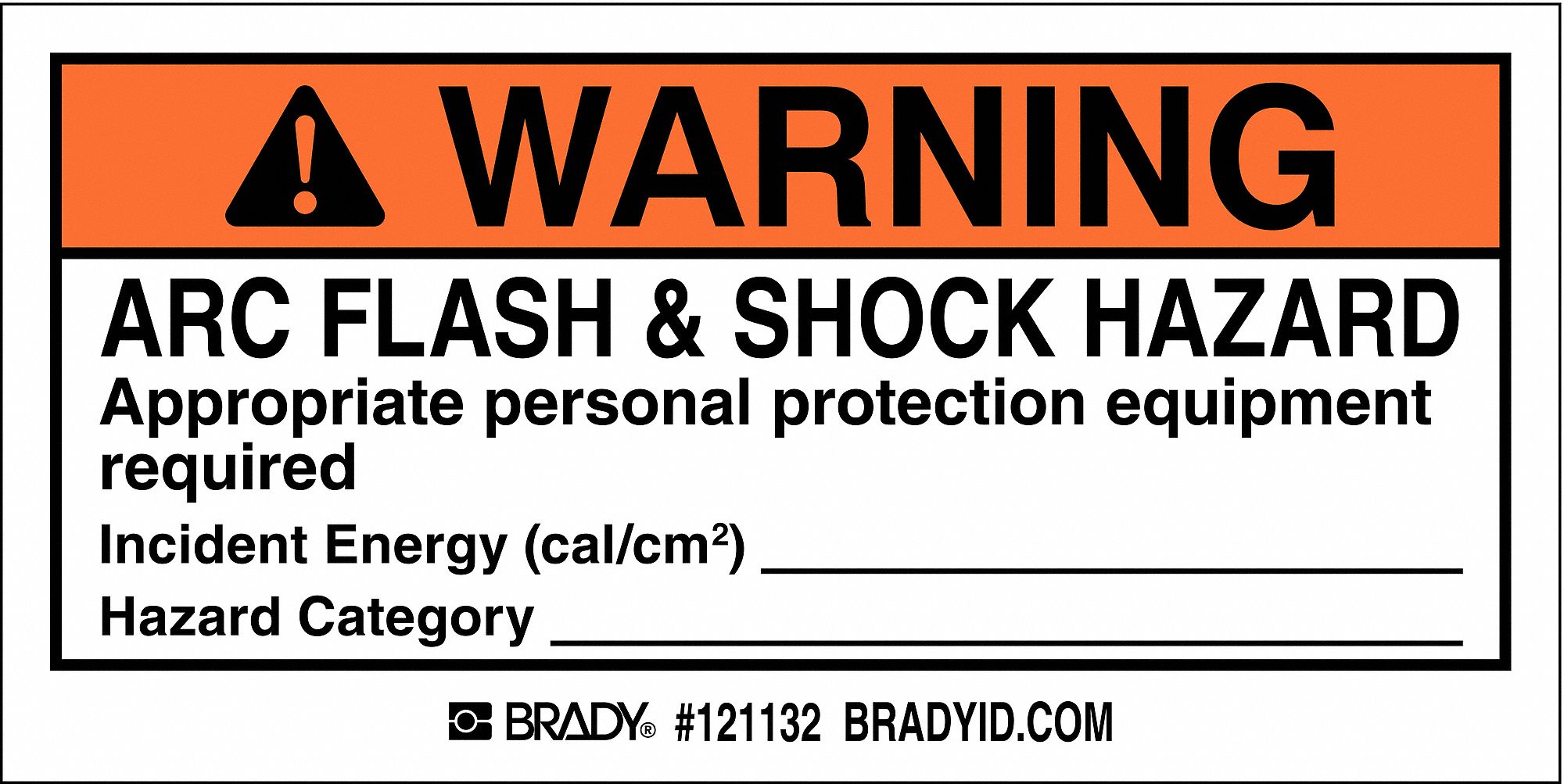 Arc Flash Label, 4 In. W, 2 In. H, PK 100