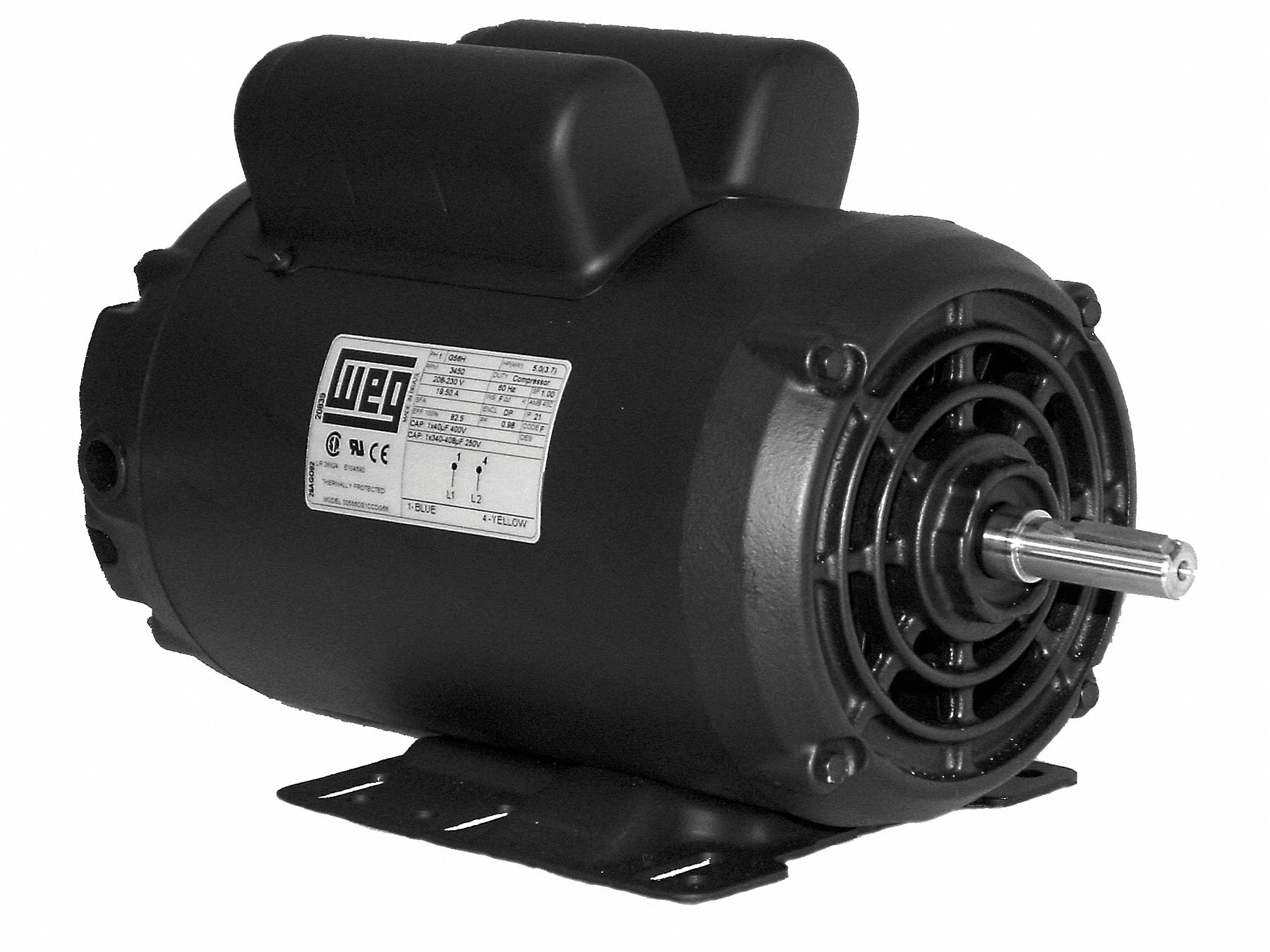 Air Compr Mtr, 5 HP, 3460rpm, 208-230V, 56HZ