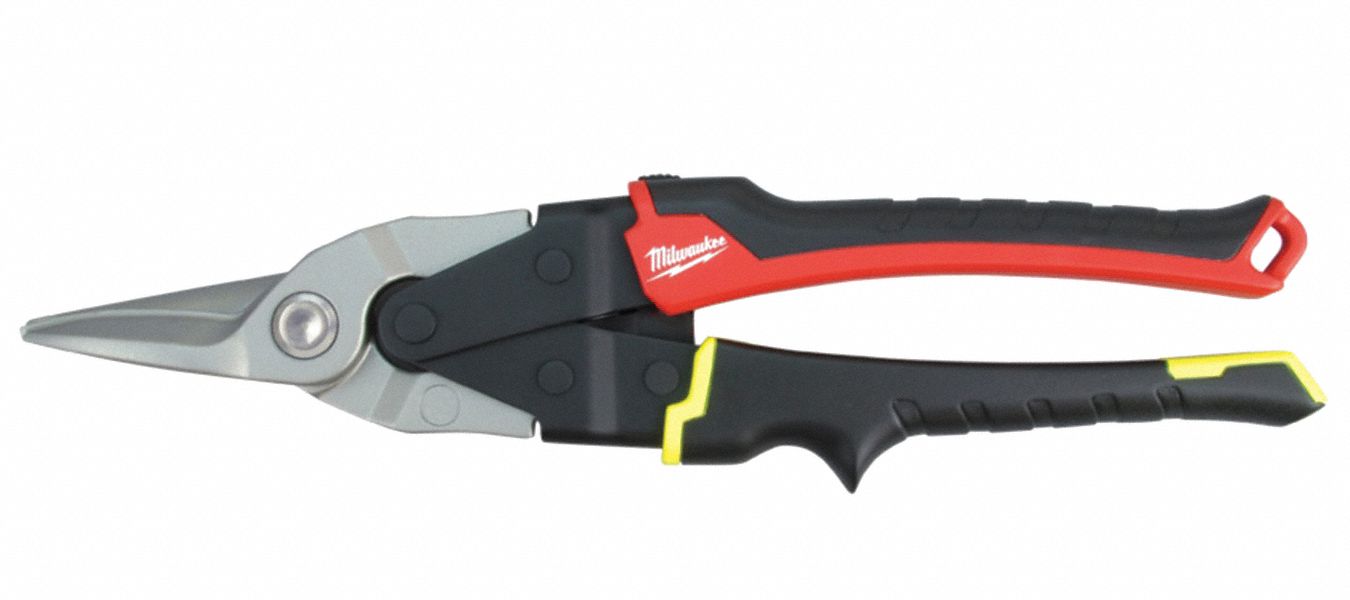 Aviation Snips, Straight Cut, 10 In L