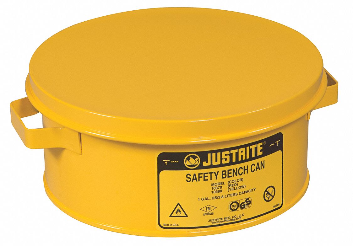 Bench Can, 1 Gal., Steel, Yellow
