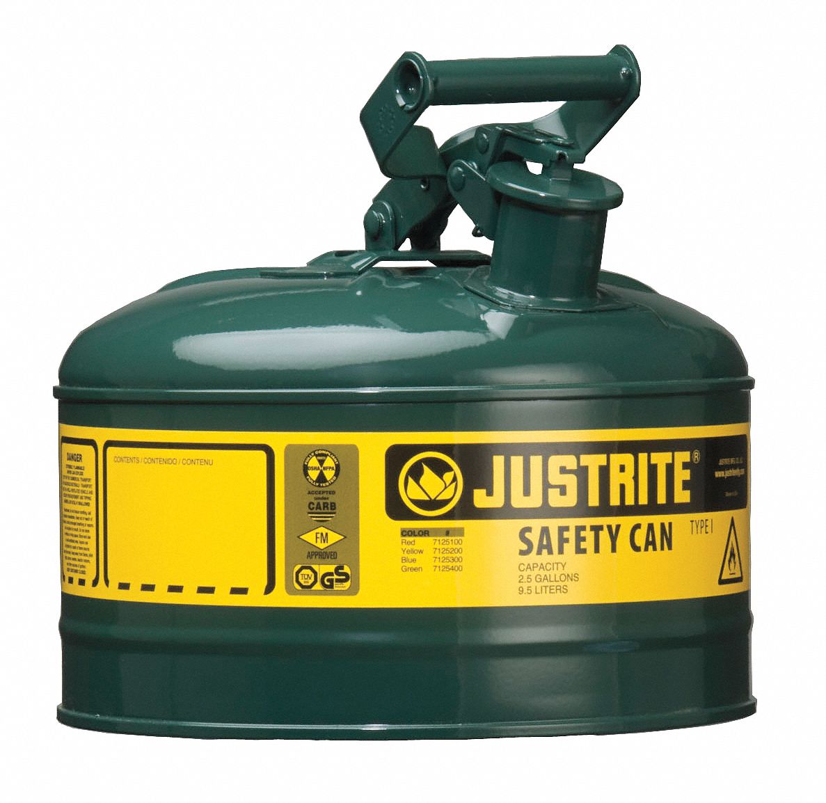Type I Safety Can, 1 gal., Green, 11In H
