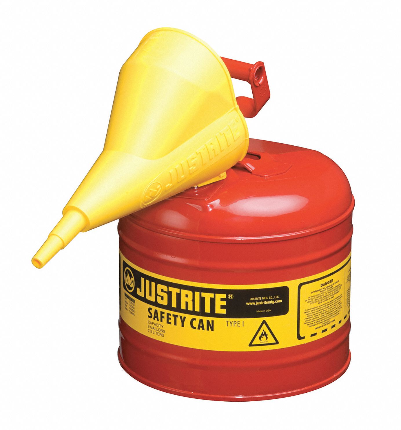 Type I Safety Can, 2 gal., Red, 13-3/4In H