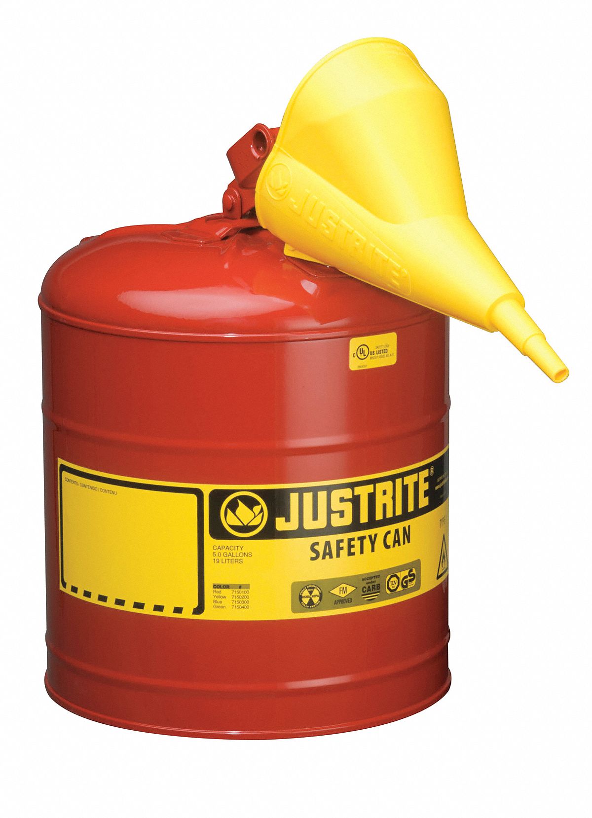 Type I Safety Can, 5 gal., Red, 16-7/8In H
