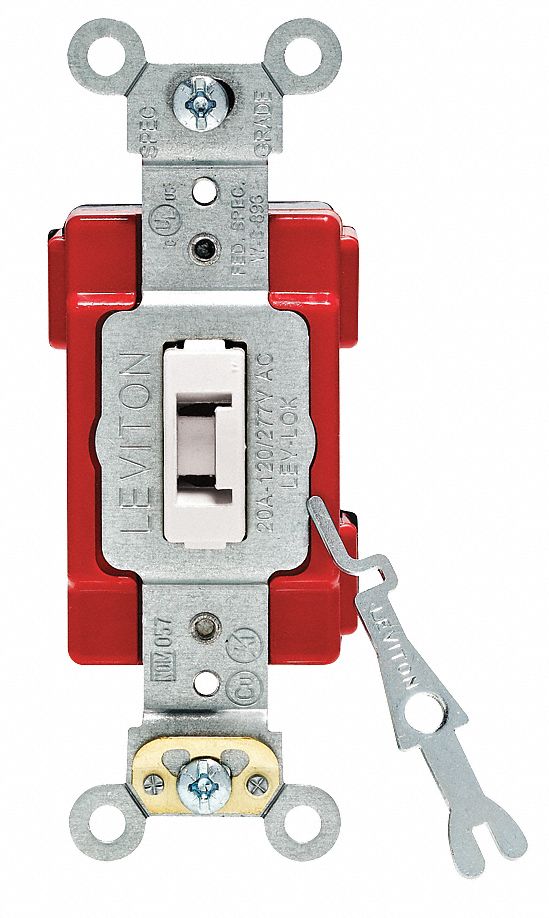 Lev-Lok Switch, Locking, 20A, White