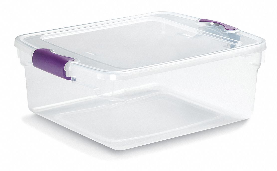 Storage Tote, Polypropylene, 15.6 Qt, Clear