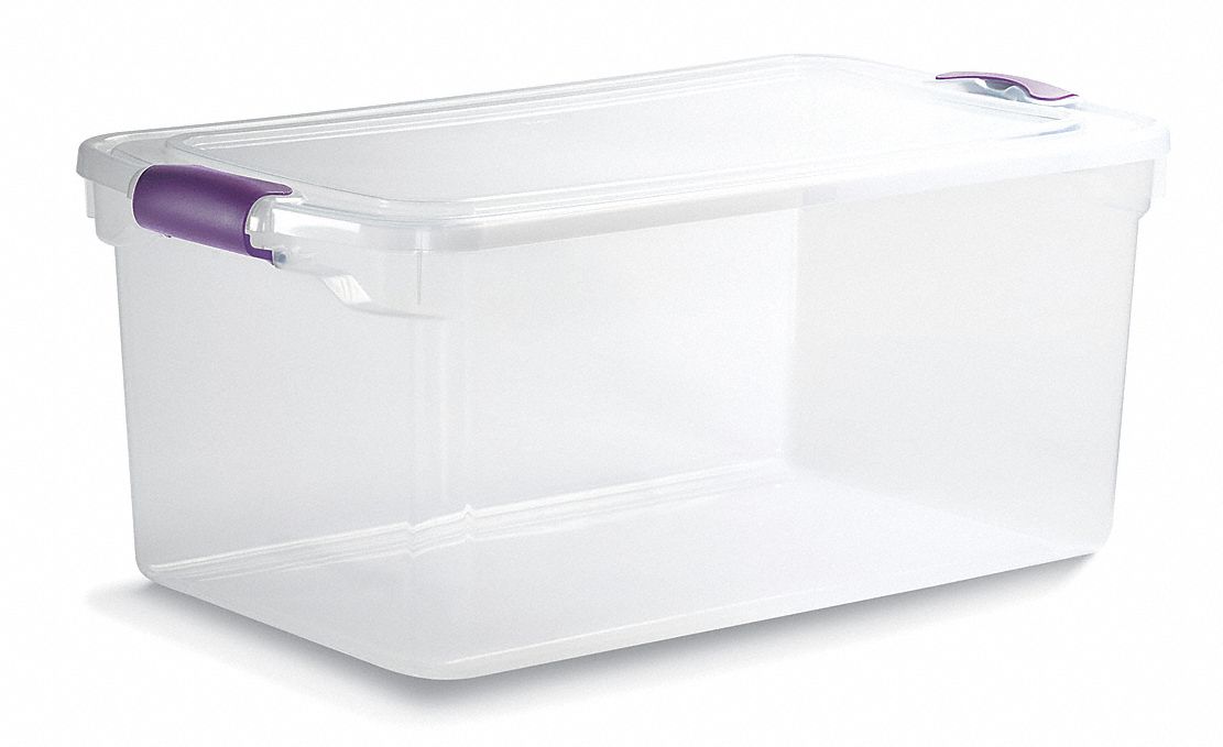 Storage Tote, Polypropylene, 76 Qt, Clear