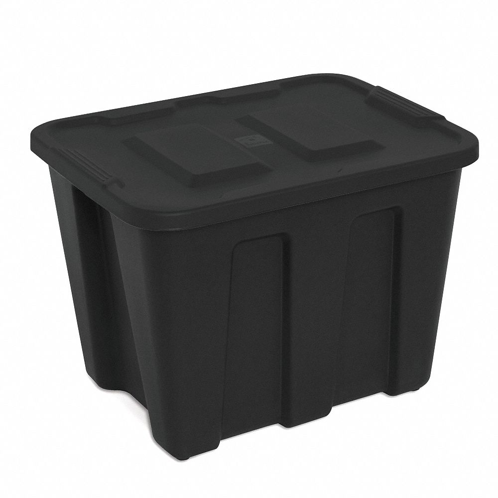 Storage Tote, Polyethylene, 21 Gal, Black