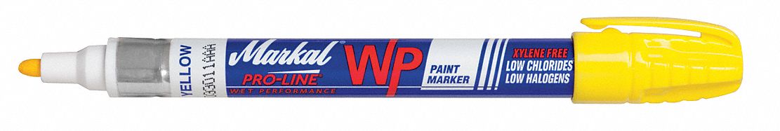 Paint Marker, Yellow, 1/8 In Point