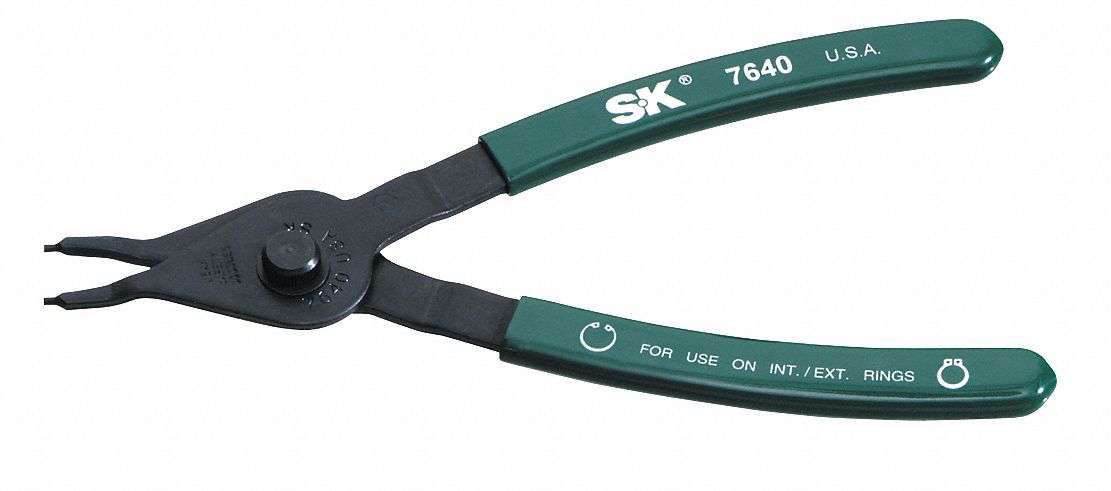 Retaining Ring Plier, Int, 0 Deg, 0.038 Tip