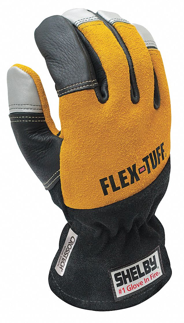 Firefighters Gloves, M, Cowhide Lthr, PR