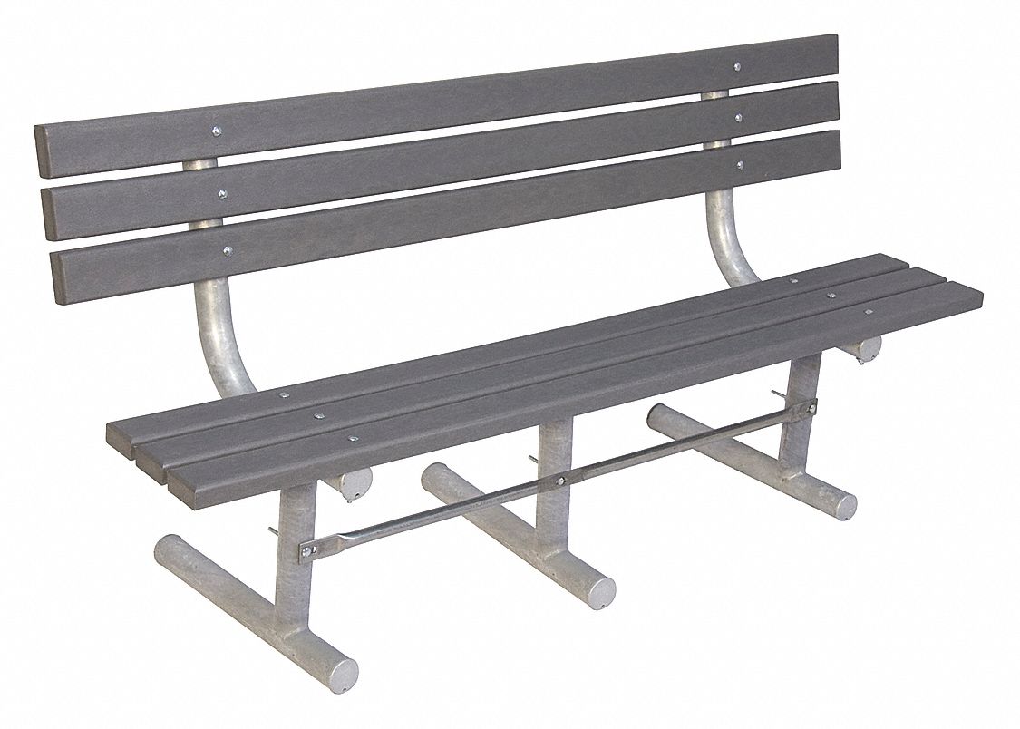 Park Bench, Gray Recycled Plastic, 72W