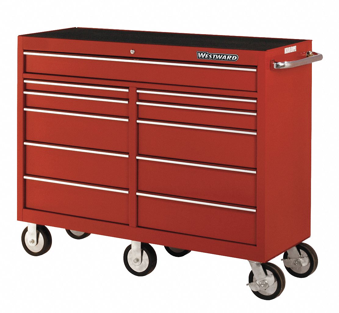 Rolling Cabinet, Pro, 52x20 x42-1/2 In, Red