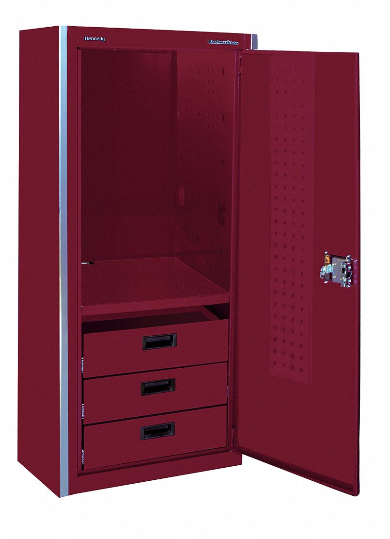 Locker, 20x23x62 In, Burgundy, Stl, 3 Drawer