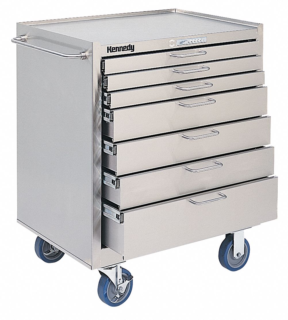 Rolling Cabinet, 29 x20 x35, 7 Drawers, Stl
