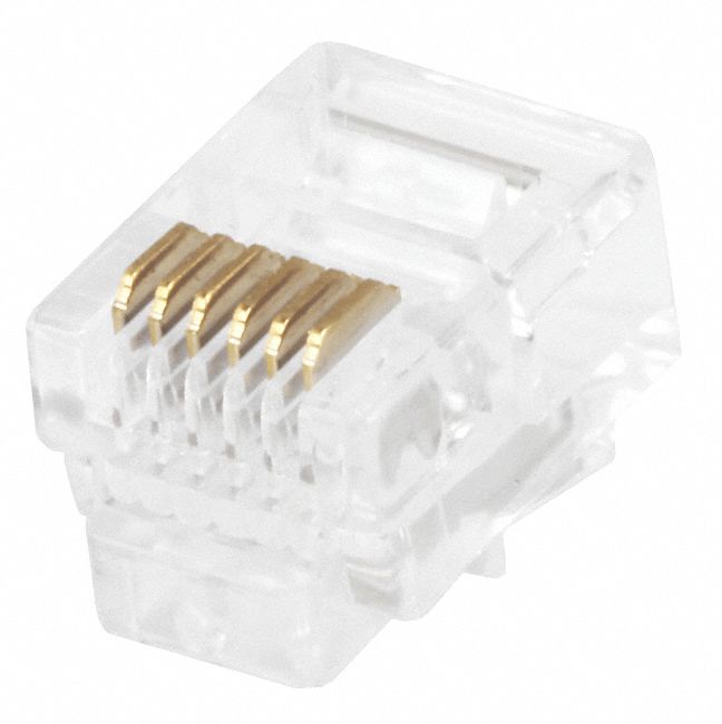 Plug, Mod, PK50, RJ12, 6P6C, Round, Solid