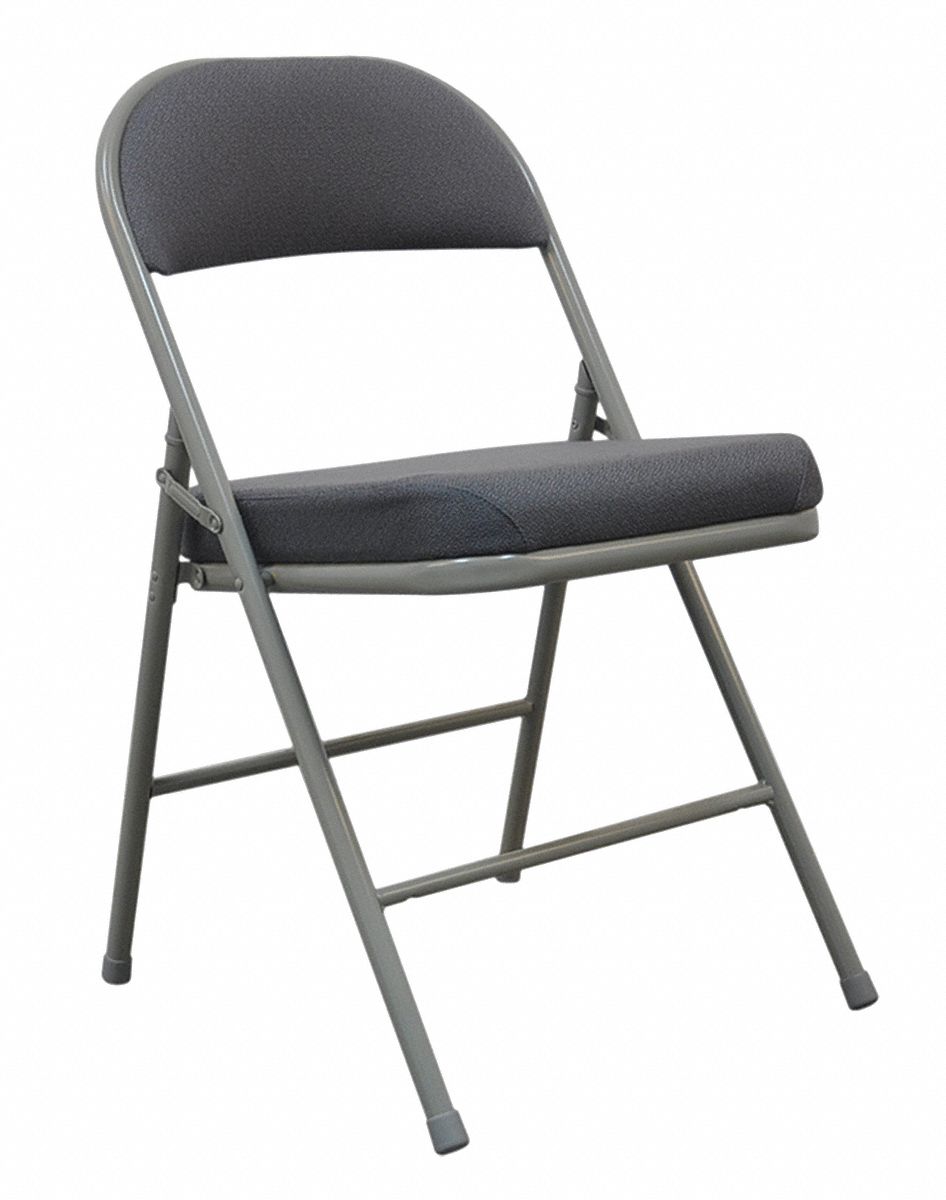 Folding Chair, Gray Fabric, Gray Frame