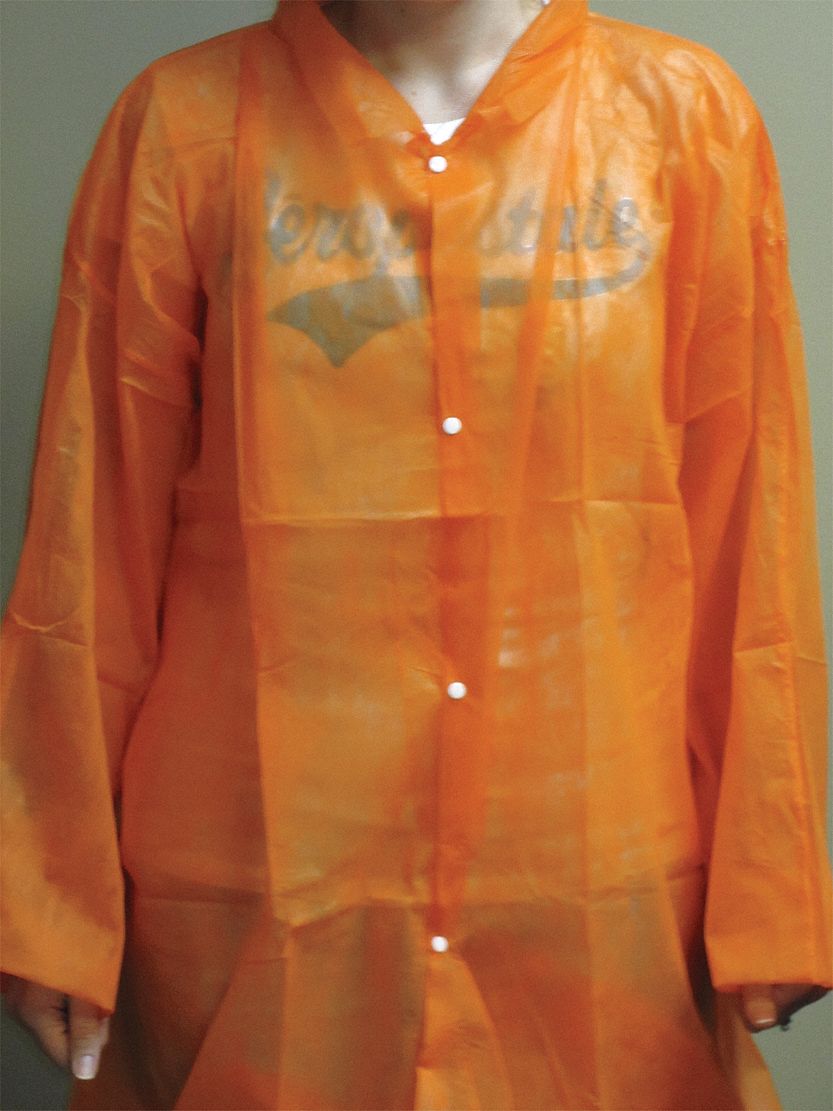 Disp. Lab Coat, 2XL, Poly, Orange, PK30