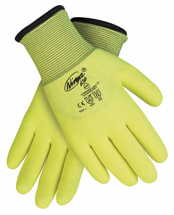 Coated Gloves, XL, Hi Vis Yellow, PR