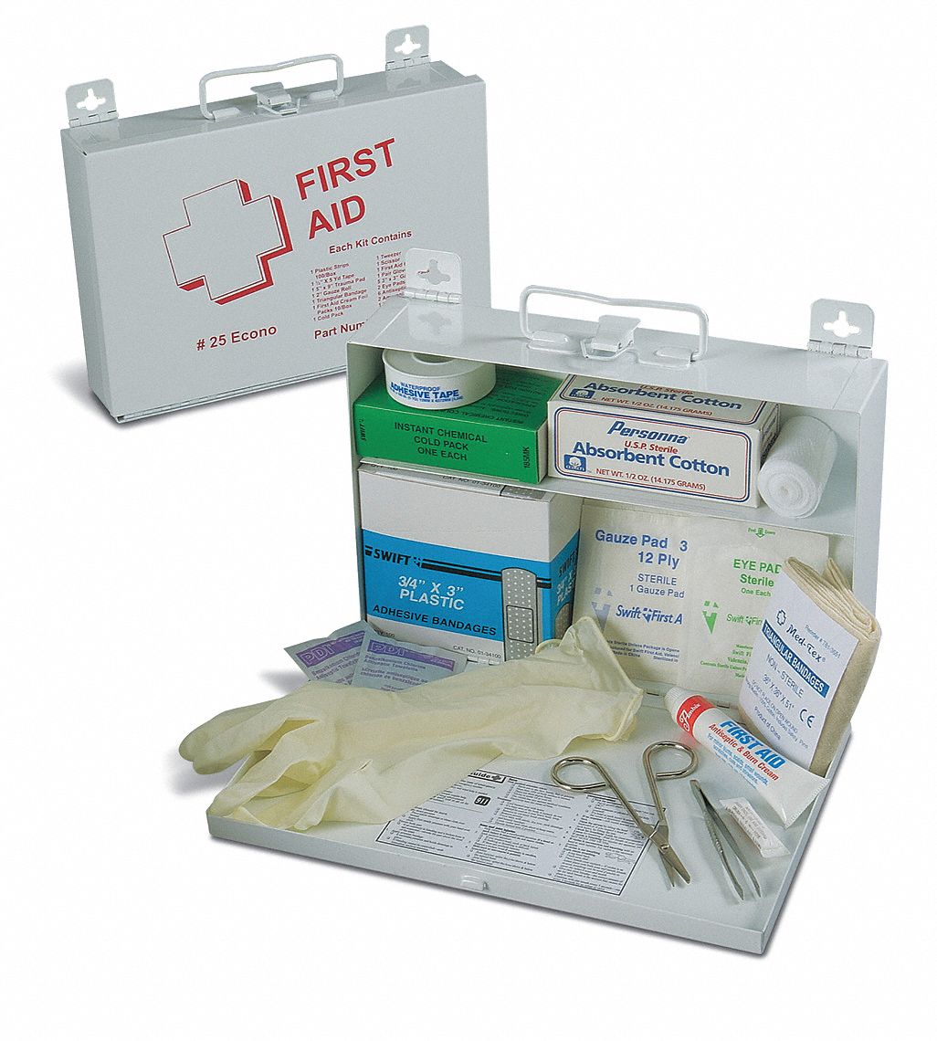 Econo First Aid Kit, No. 25, Steel, Logo