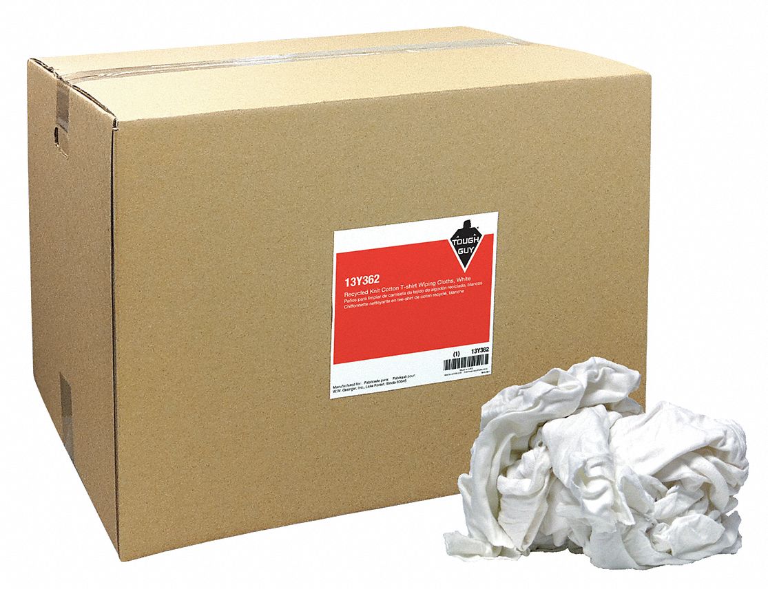 Cloth Rag, White, Knit Wipers, 50-lb Box