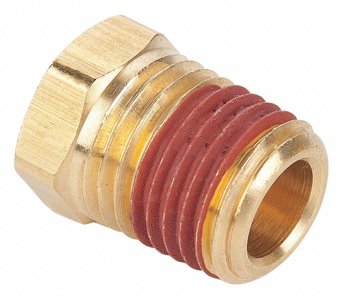 Hex Head Plug, 1/4 In, 9/16 In Hex, Brass