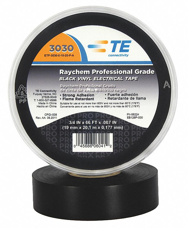 Electrical Tape, 3/4 x 66 ft, 7 mil, Black