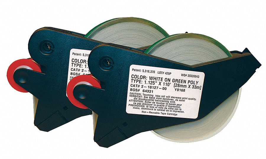 Tape Cartridge, White/Green, 110 ft. L