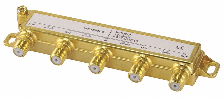 A/V Splitter, Coax F-Type, 4 way