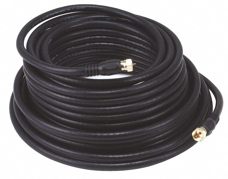Video Cable, F Type, Coaxial, RG6, 50ft, Blk