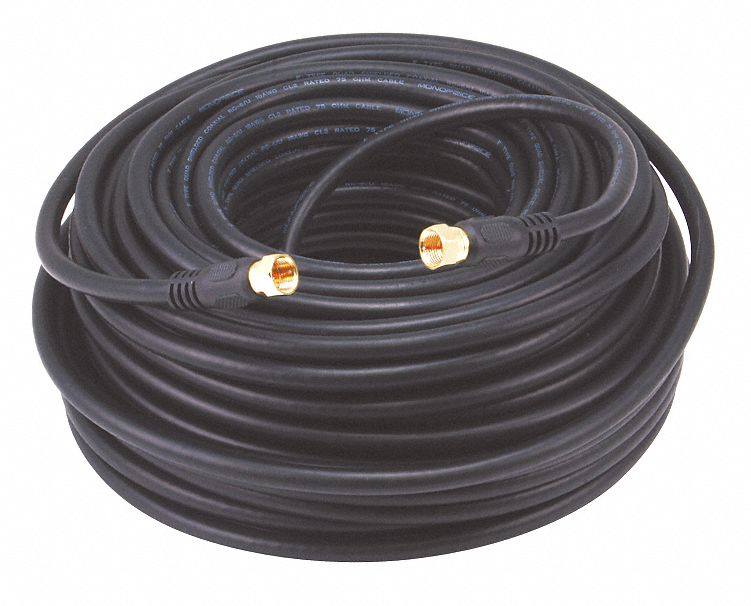 Video Cable, F Type, Coaxial, RG6, 100ft, Blk