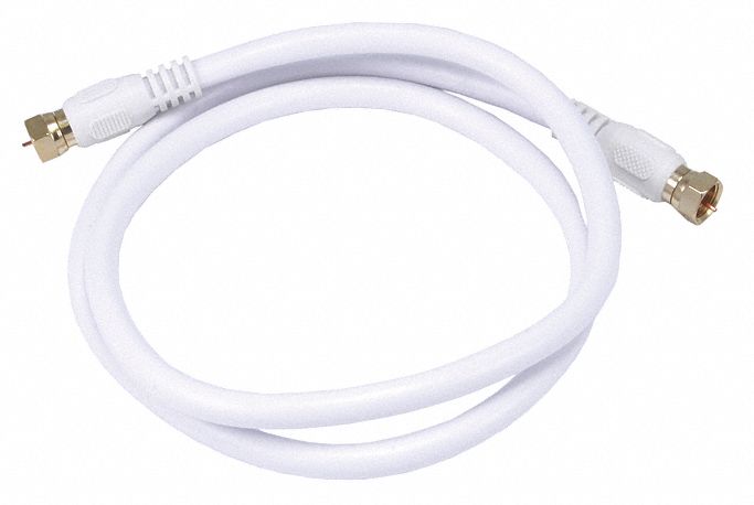 Video Cable, F Type, Coaxial, RG6, 3ft, Wht