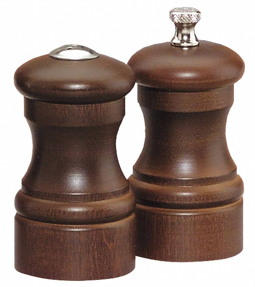Pepper Mill and Salt Shaker, Wood, Walnut