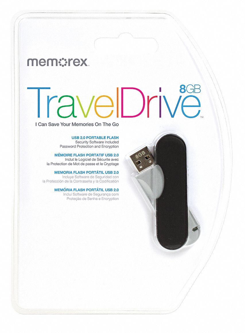 CL TravelDrive USB Flash Drive, 8 GB, Gray