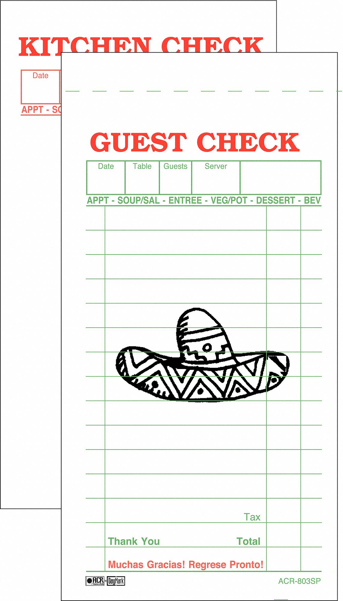 No Carbon Guest Check, 2 Part, PK 50