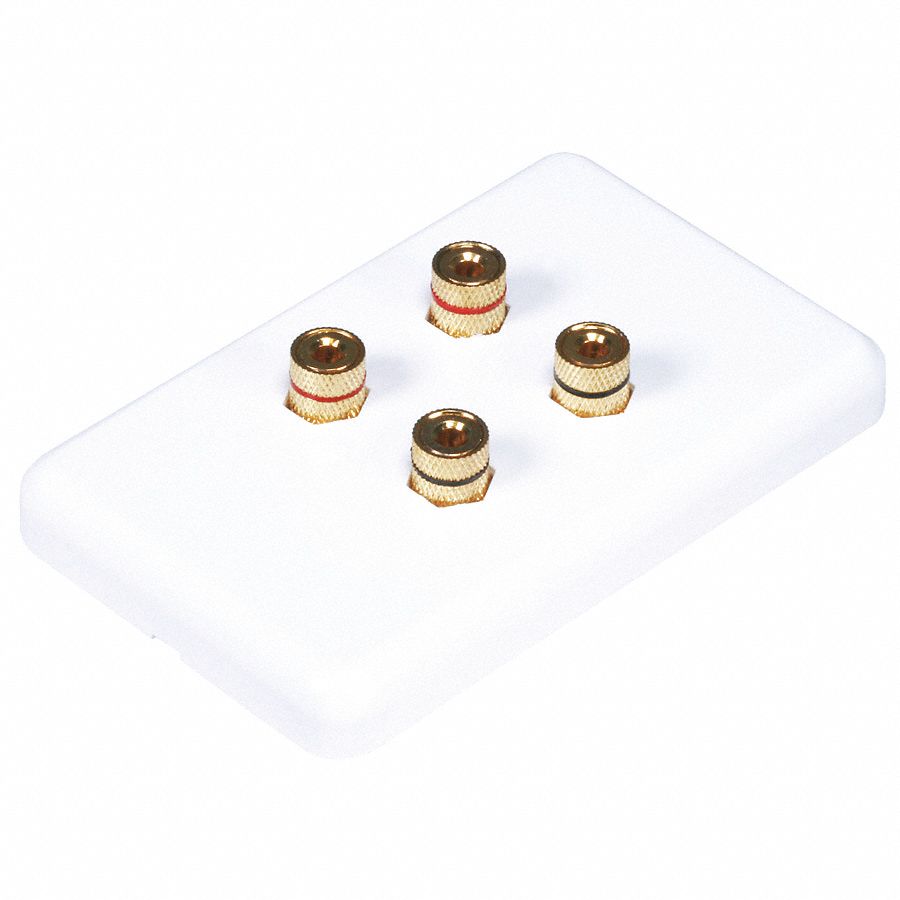 A/V Wallplate, Banana Post, 2Spkr, Wht