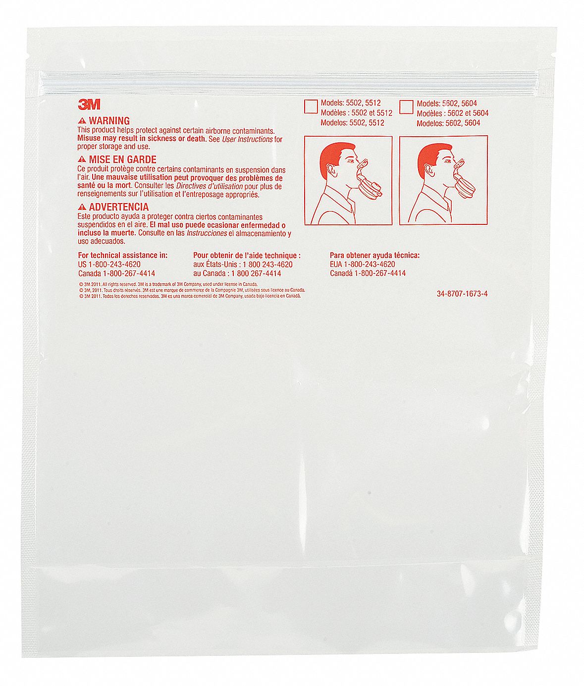Respirator Storage Bag, Clear