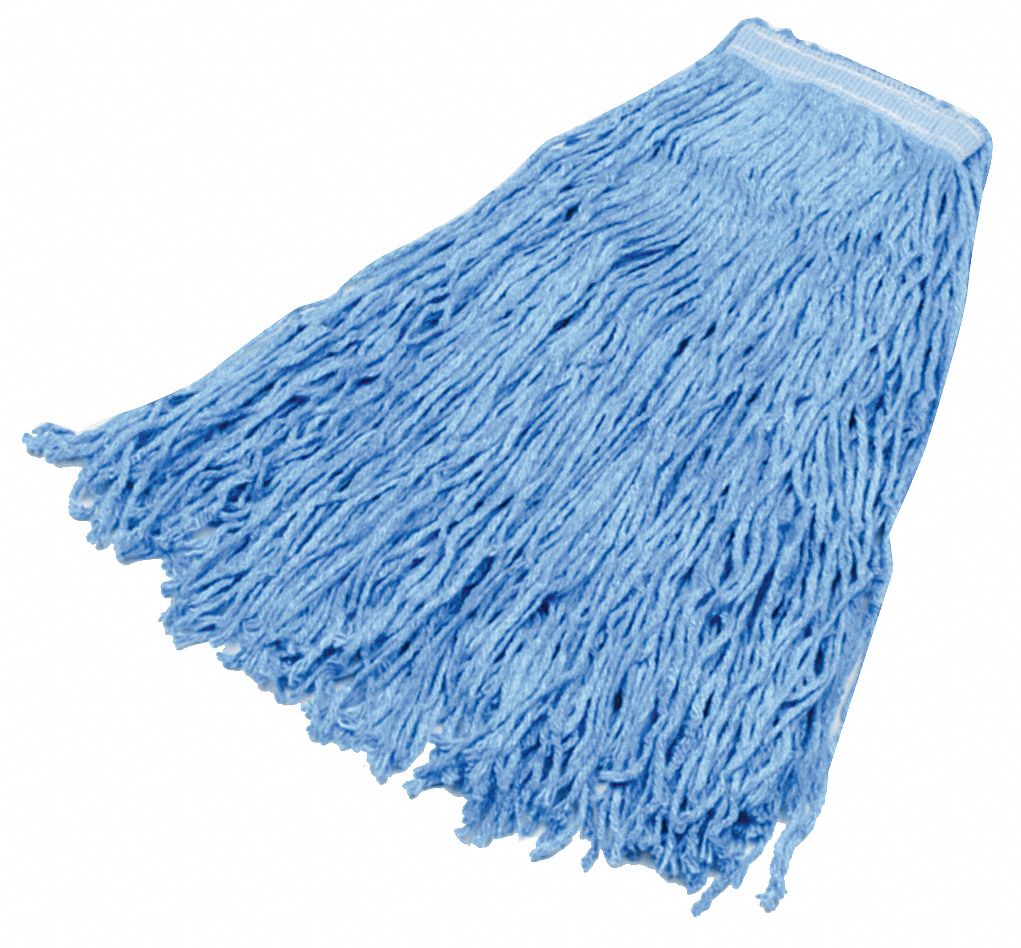 Mop, Cut End, 24oz, 6PK, Blue, 1in Headband