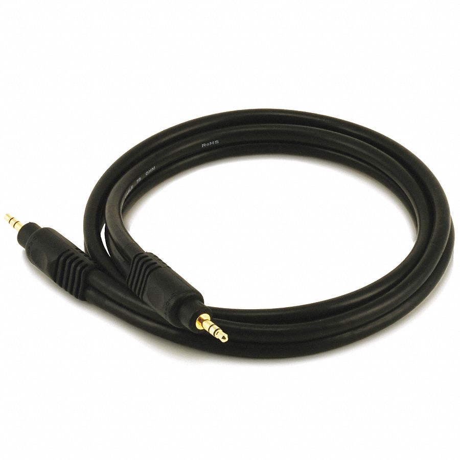 A/V Cable, 3.5mm M/M cable, Black, 3ft