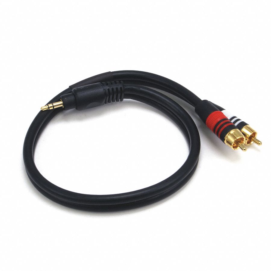 A/V Cable, 3.5mm(M)/2 RCA(M), 1.5ft