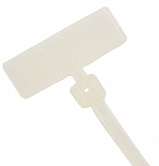 Cable Tie, 4 In L, Tag Above Head, Pk 100