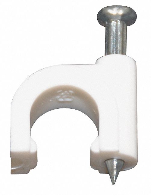 Clip, For RG-59 Coax Cable, White, Pk 100