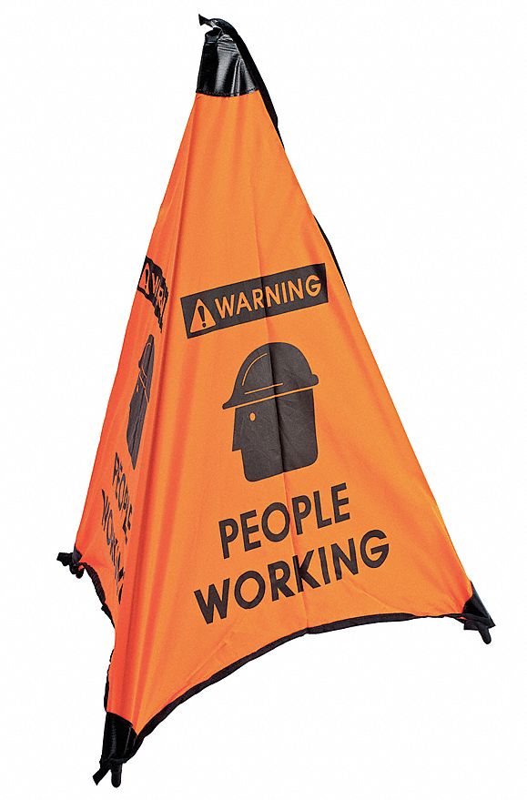Floor Cone Sign, People Working