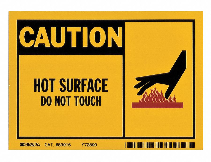 Caution Sign, Hot Surface, 3-1/2 x 5 In.
