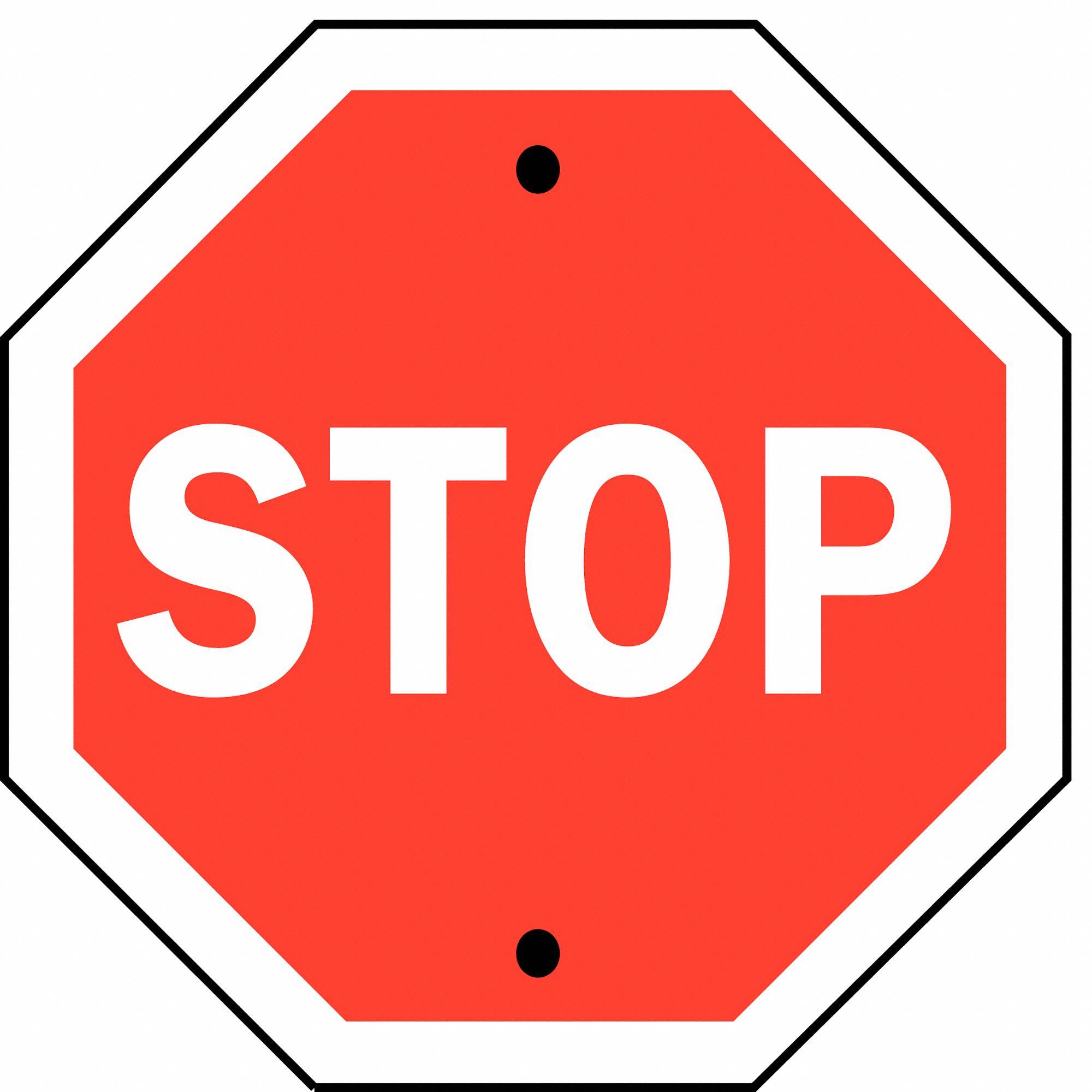Stop Sign, 30 x 30In, WHT/R, Fiberglass