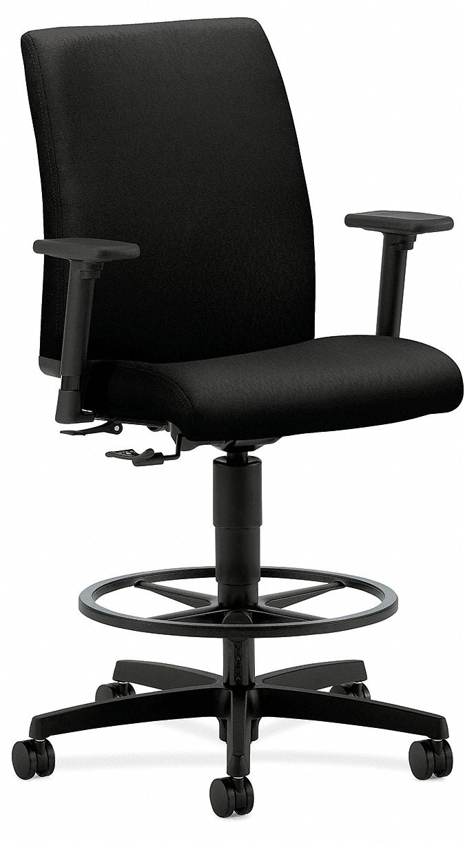 Task Stool w/Adjustable Footring, Black
